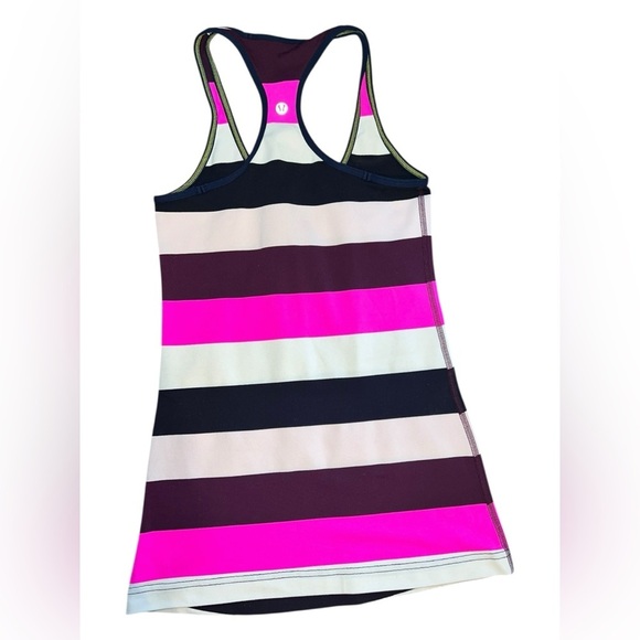 Lululemon Striped Racerback Tank – Size 4 – Pink, White & Black - Picture 2 of 2